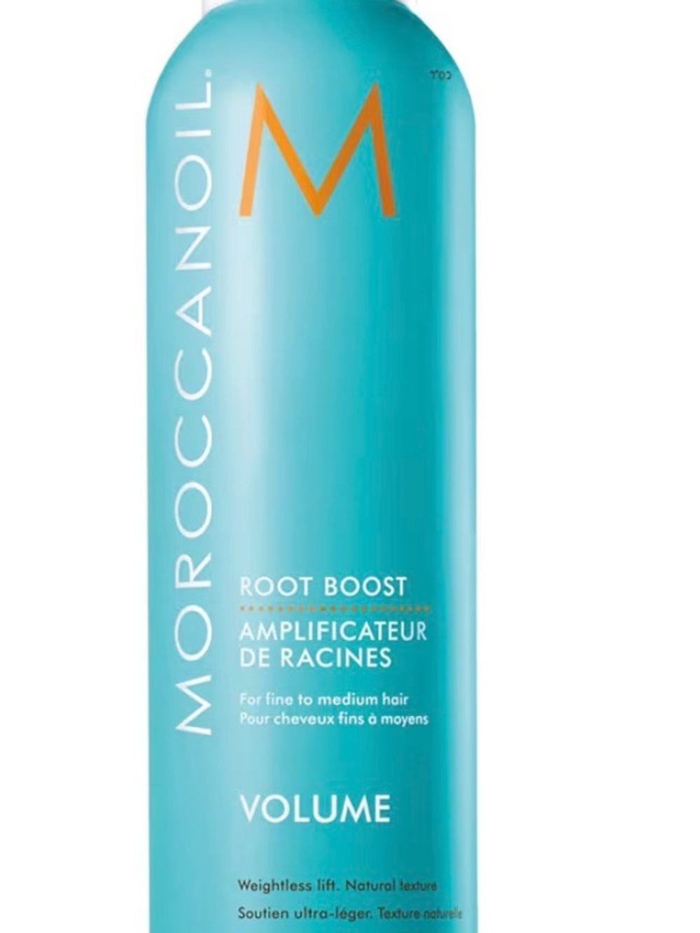 Moroccanoil Root Boost Volumizing Spray - Turquoise with Orange Logo